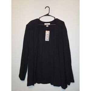 Vtg Lee David Womens L Kimono Long Sleeve Open Front Pull On Black Rayon NWT